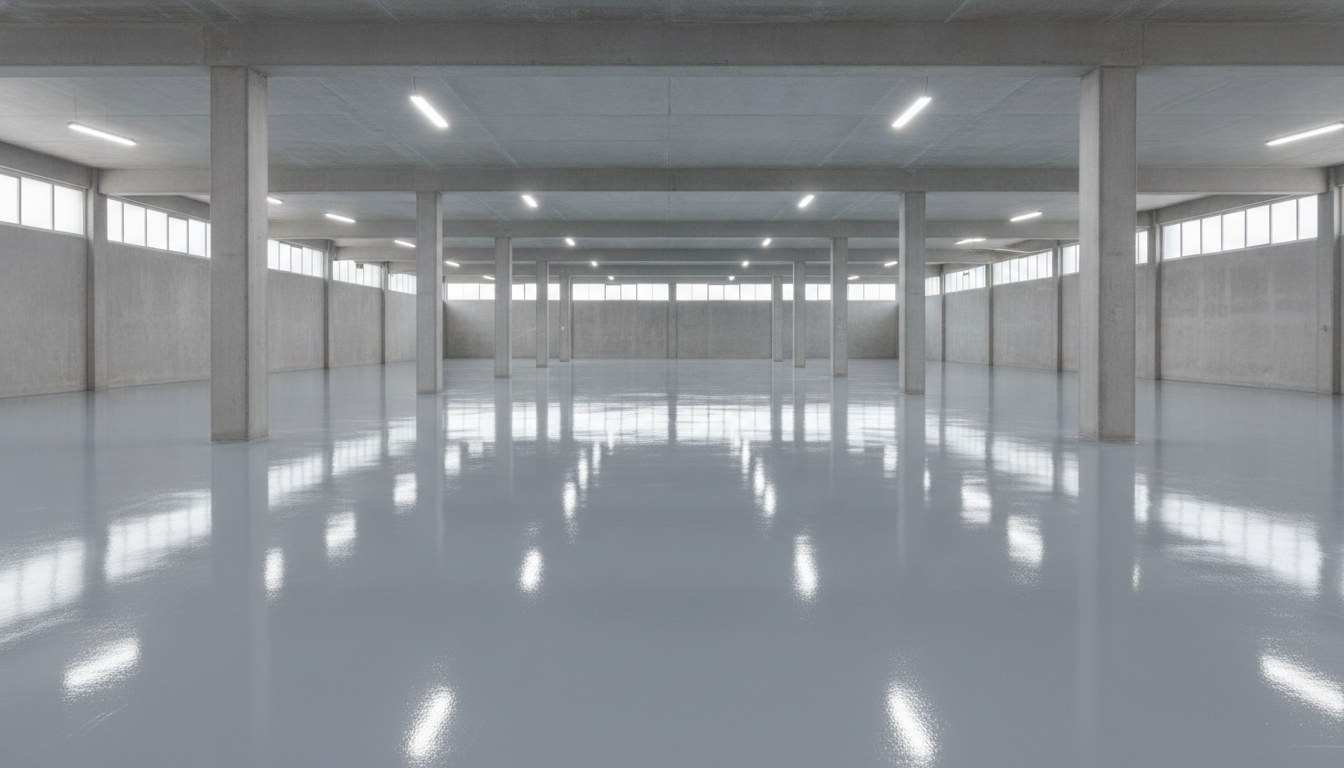 Commercial warehouse floor with seamless epoxy coating